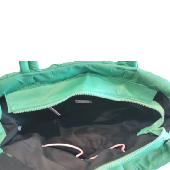 NWT NEW WILDFOX CLAIR LIGHT GREEN ROSETTES PUFFY TOTE - Picture 4 of 4